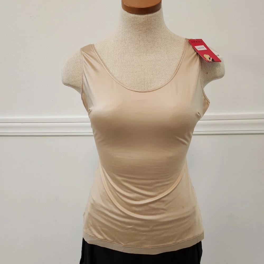 Spanx Shapewear Top Gold with Interior Blue Cheetah Print Size 1X